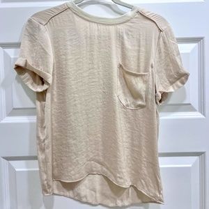 Lucky Brand silk cream t-shirt with front pocket